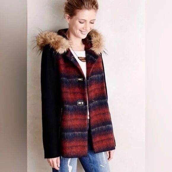 ELEVENSES Anthropologie Berwick Wool Blend Swing Coat Size Medium - Picture 1 of 10